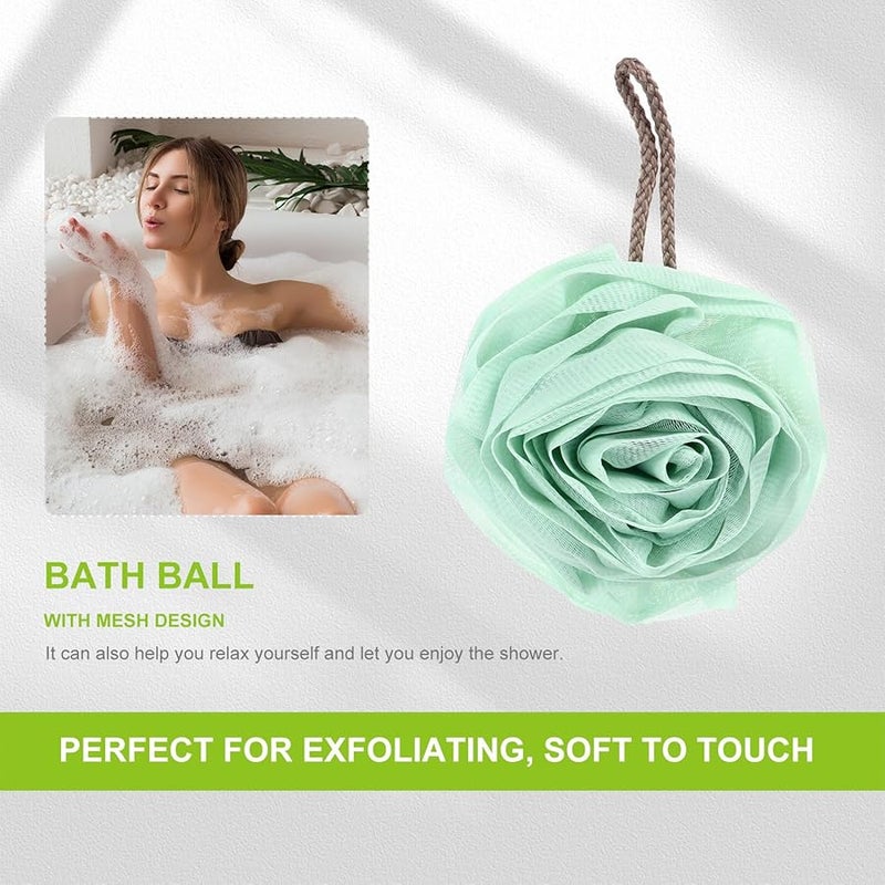 Sky Blue Mint Green Bath Loofah Sponge 2 Pack Exfoliating Body Scrubber For Shower Spa - Image 3